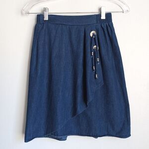Vintage Western Partner Please! denim faux wrap mini skirt Size S